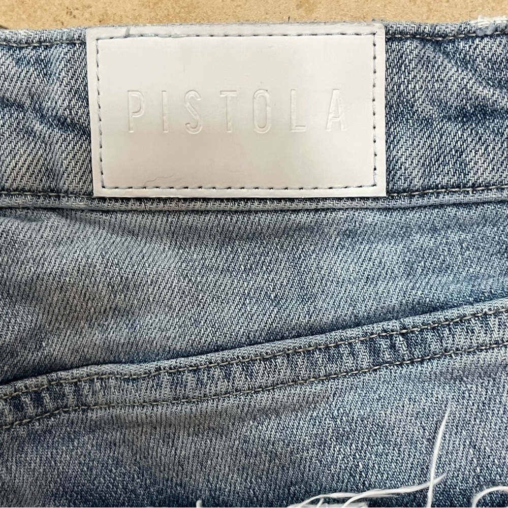 Pistola Straight Leg Jeans Size 26 Light Wash Mid Rise Y2K Distressed Denim - Picture 8 of 10